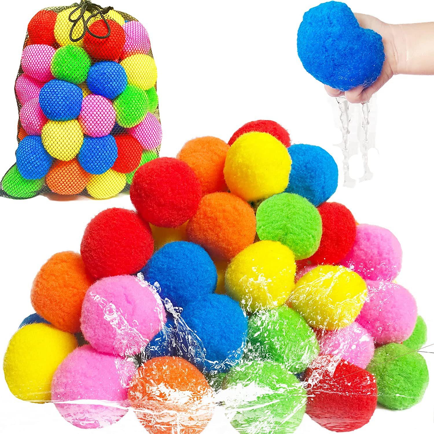 Kids Outdoor Water Toys - 12/30/60Pcs Reusable Water Balloons Cotton for