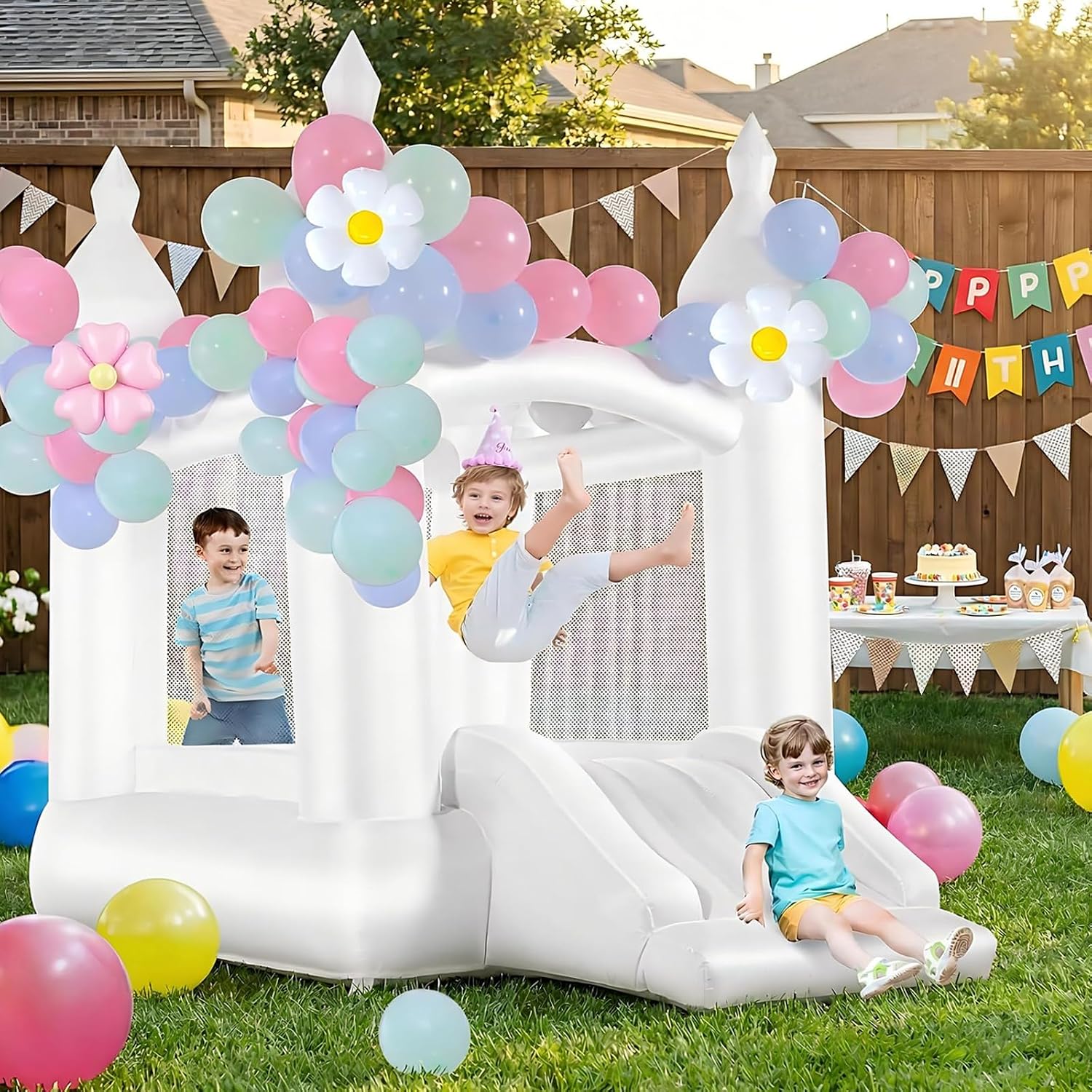 White Bounce House Indoor Outd - огляд і ціна Kids Outdoor Slide