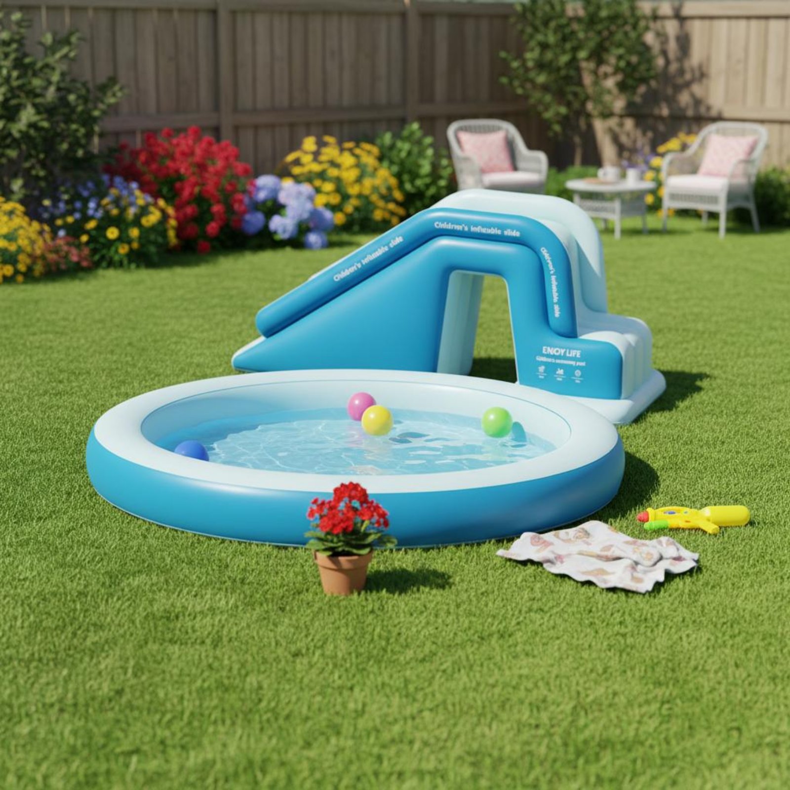 Inflatable Pool Slide Foldable - огляд і ціна Kids Outdoor Water Toys