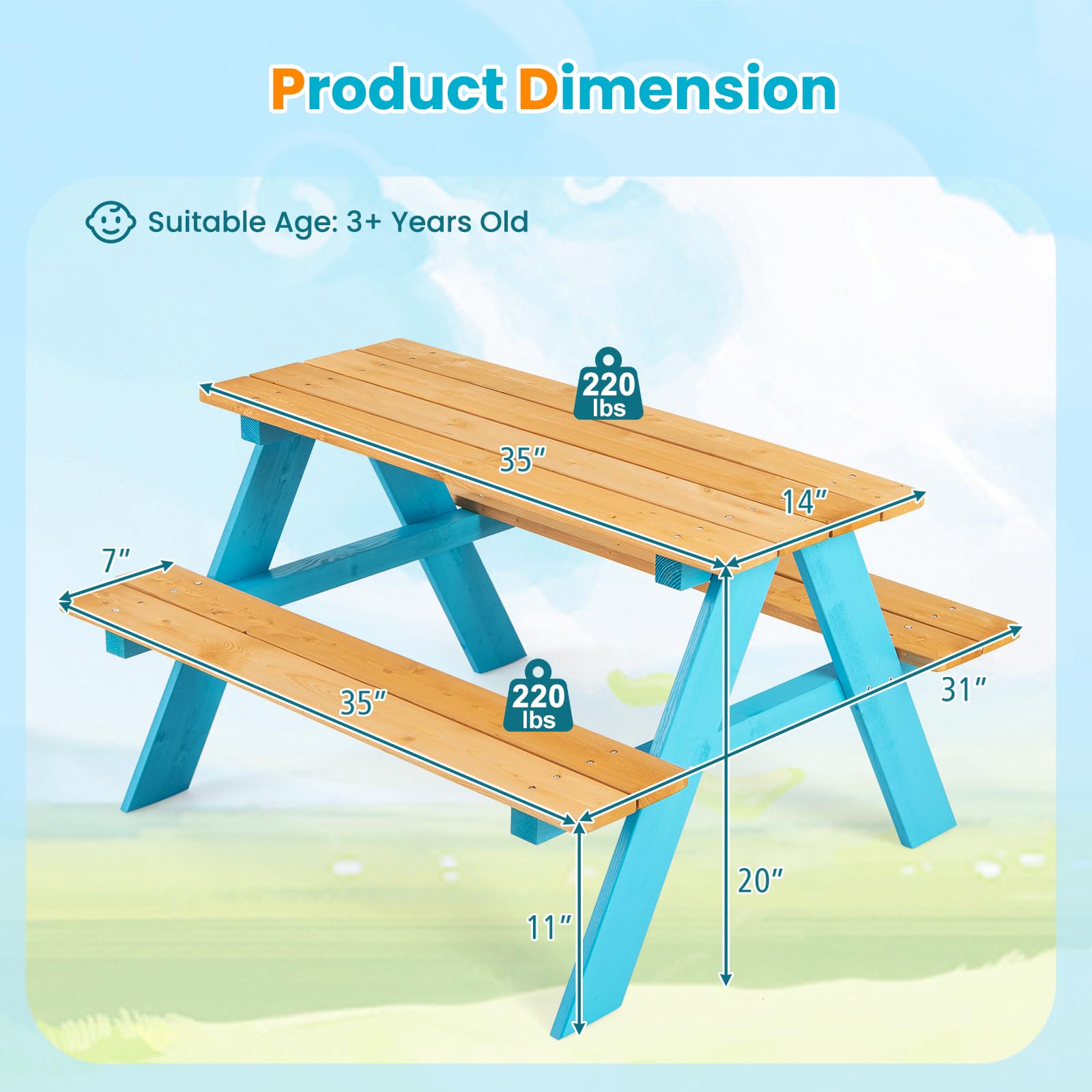 Z-CREAT Kids Wooden Outdoor Pi - огляд і ціна Kids Outdoor Bench Table