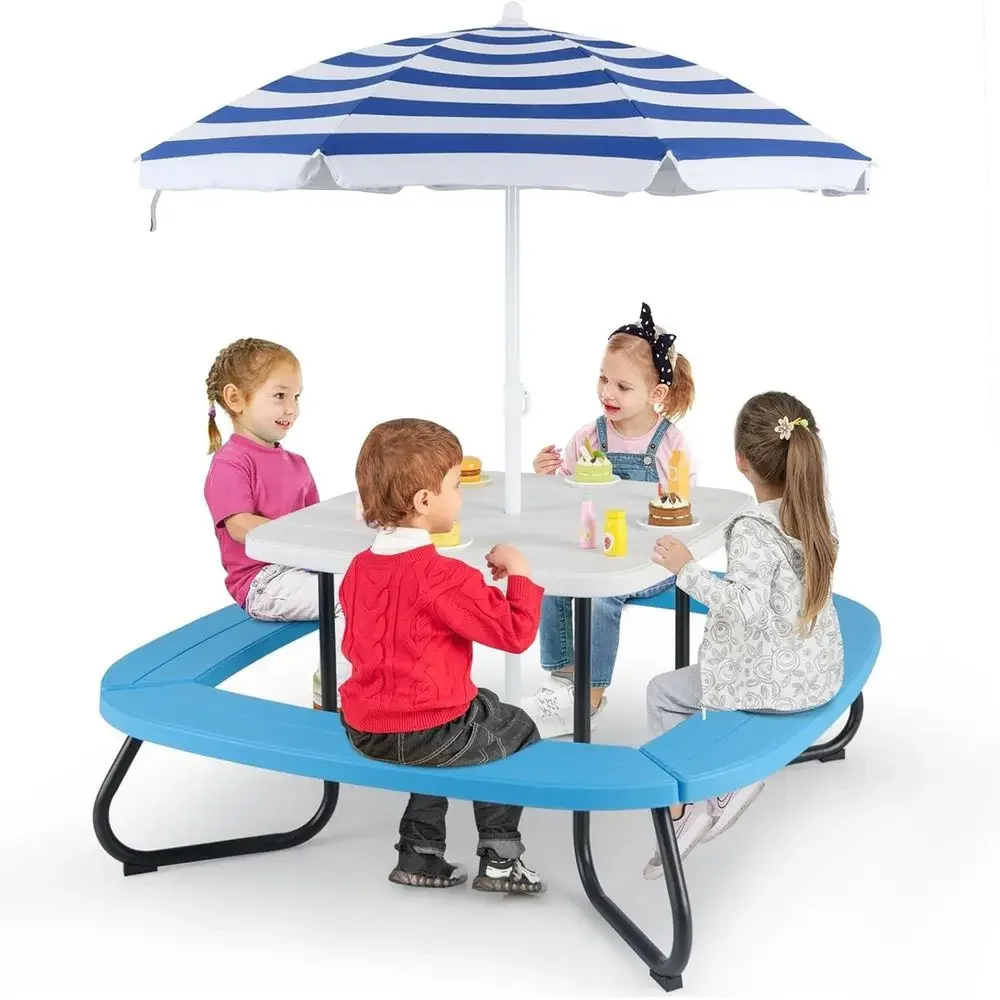 8-Person Kids Picnic Table wit - огляд і ціна Kids Outdoor Bench Table