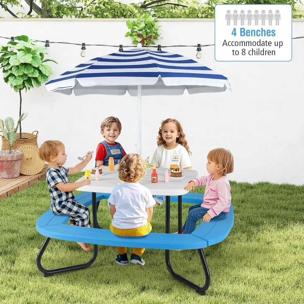8-Person Kids Picnic Table wit - огляд і ціна Kids Outdoor Bench Table