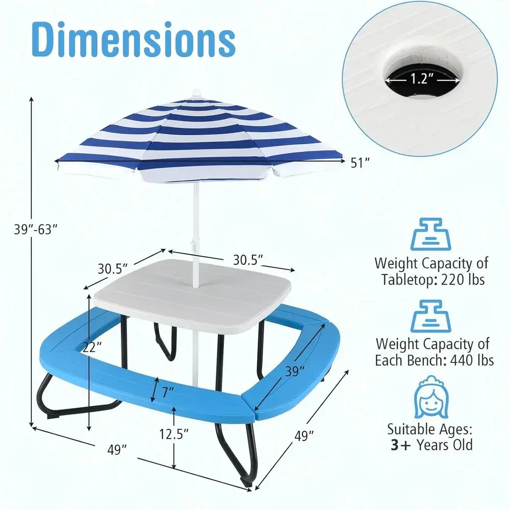 8-Person Kids Picnic Table wit - огляд і ціна Kids Outdoor Bench Table