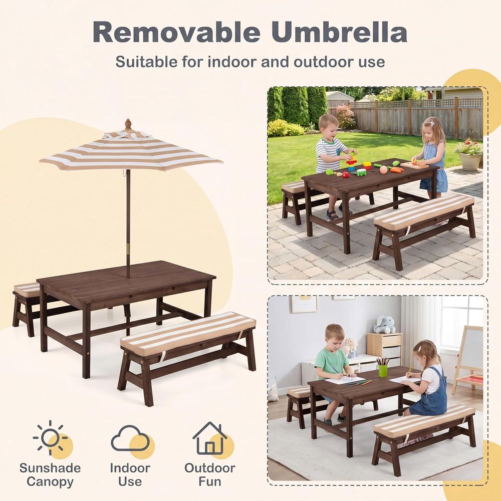 Kids Picnic Table, Large 42“x  - огляд і ціна Kids Outdoor Bench Table