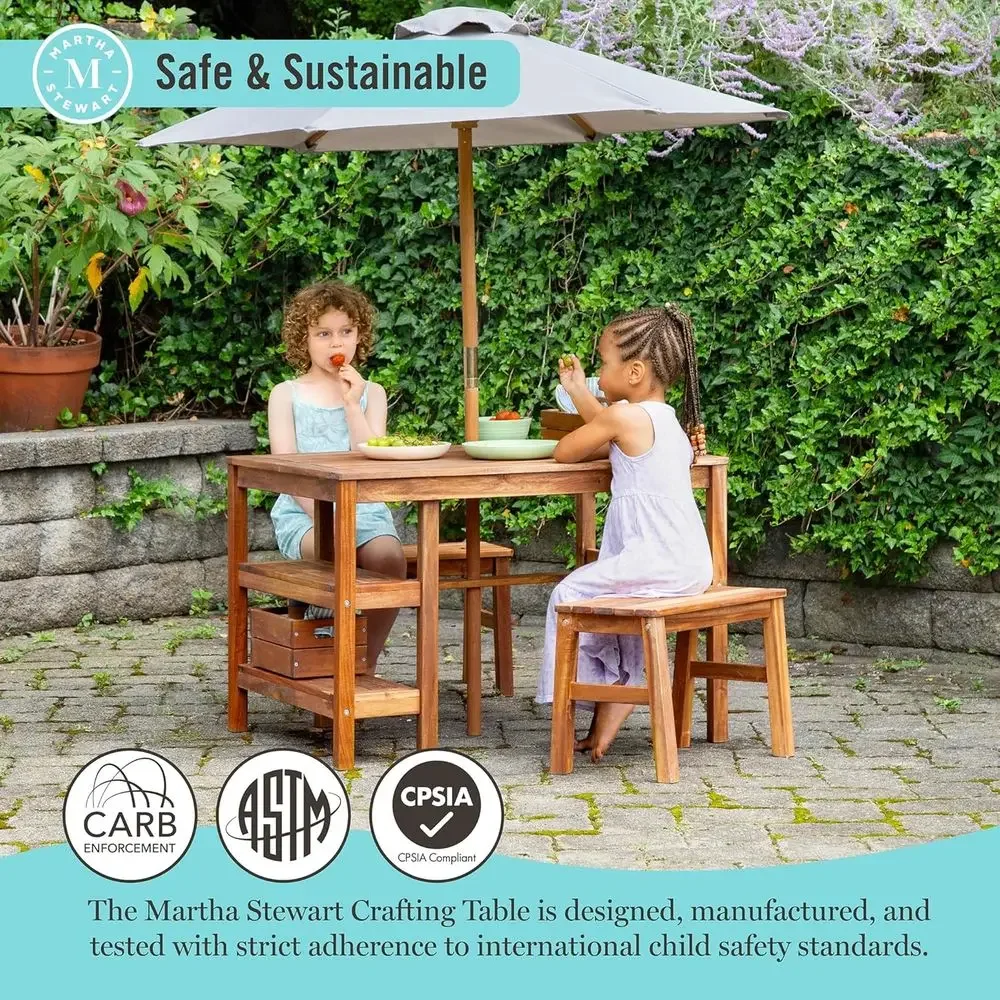 Kids Outdoor Crat Table, Bench - огляд і ціна Kids Outdoor Bench Table