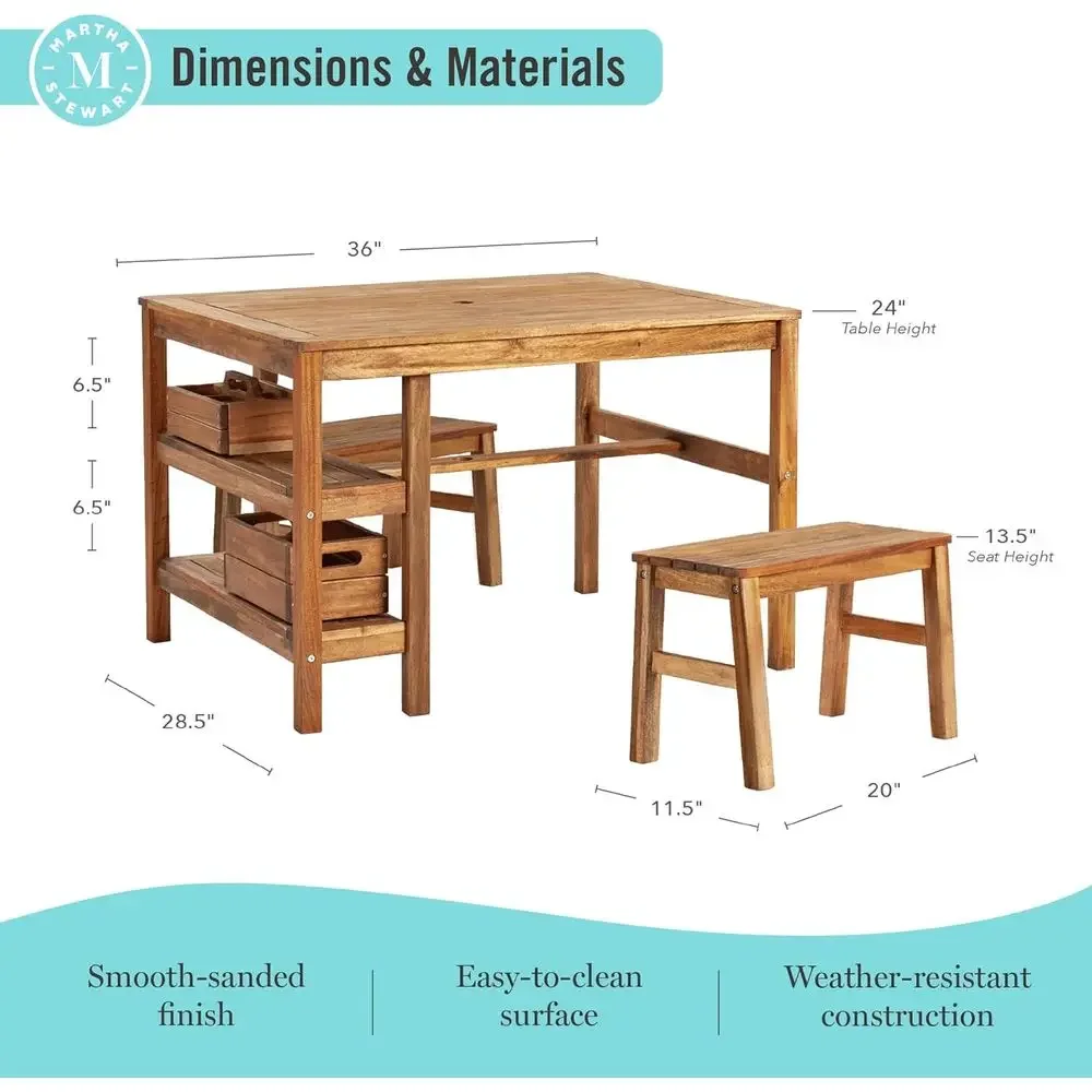 Kids Outdoor Crat Table and 2  - огляд і ціна Kids Outdoor Bench Table