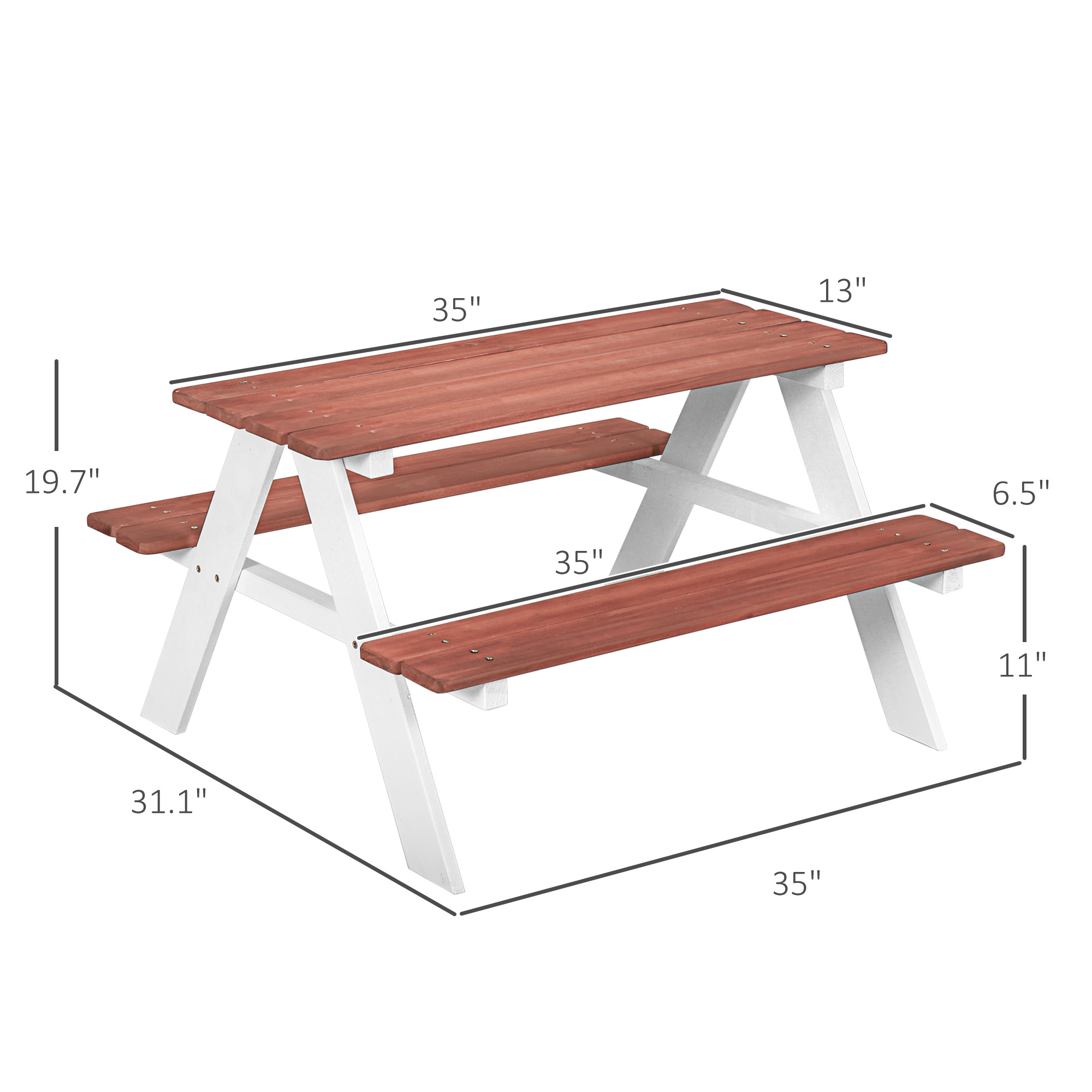 Kids Picnic Table Set, Wooden  - огляд і ціна Kids Outdoor Bench Table