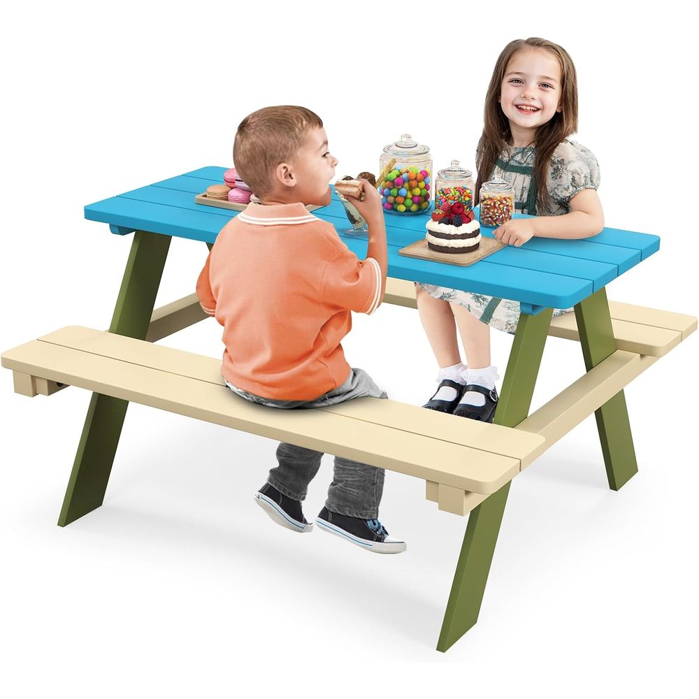 Kids Picnic Table, Acacia Wood - огляд і ціна Kids Outdoor Bench Table