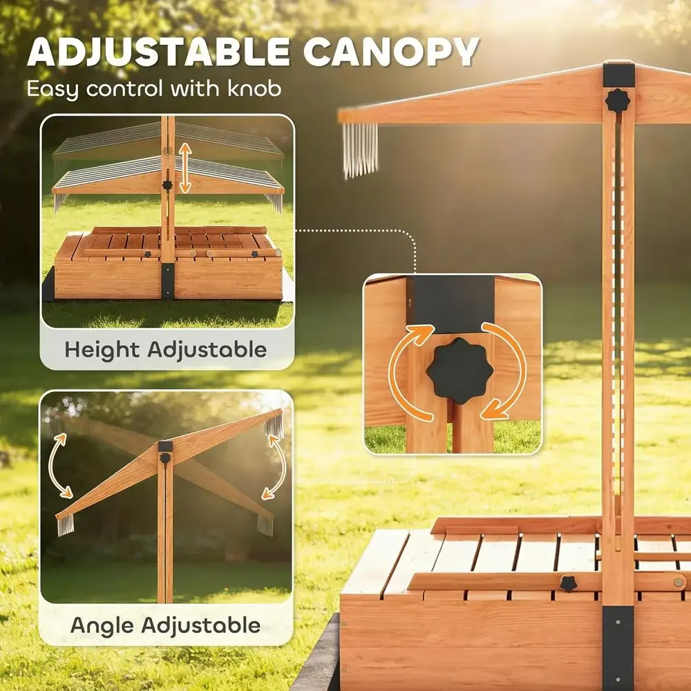Qaba Kids Sandbox with Lid, Wo - огляд і ціна Kids Outdoor Bench Table