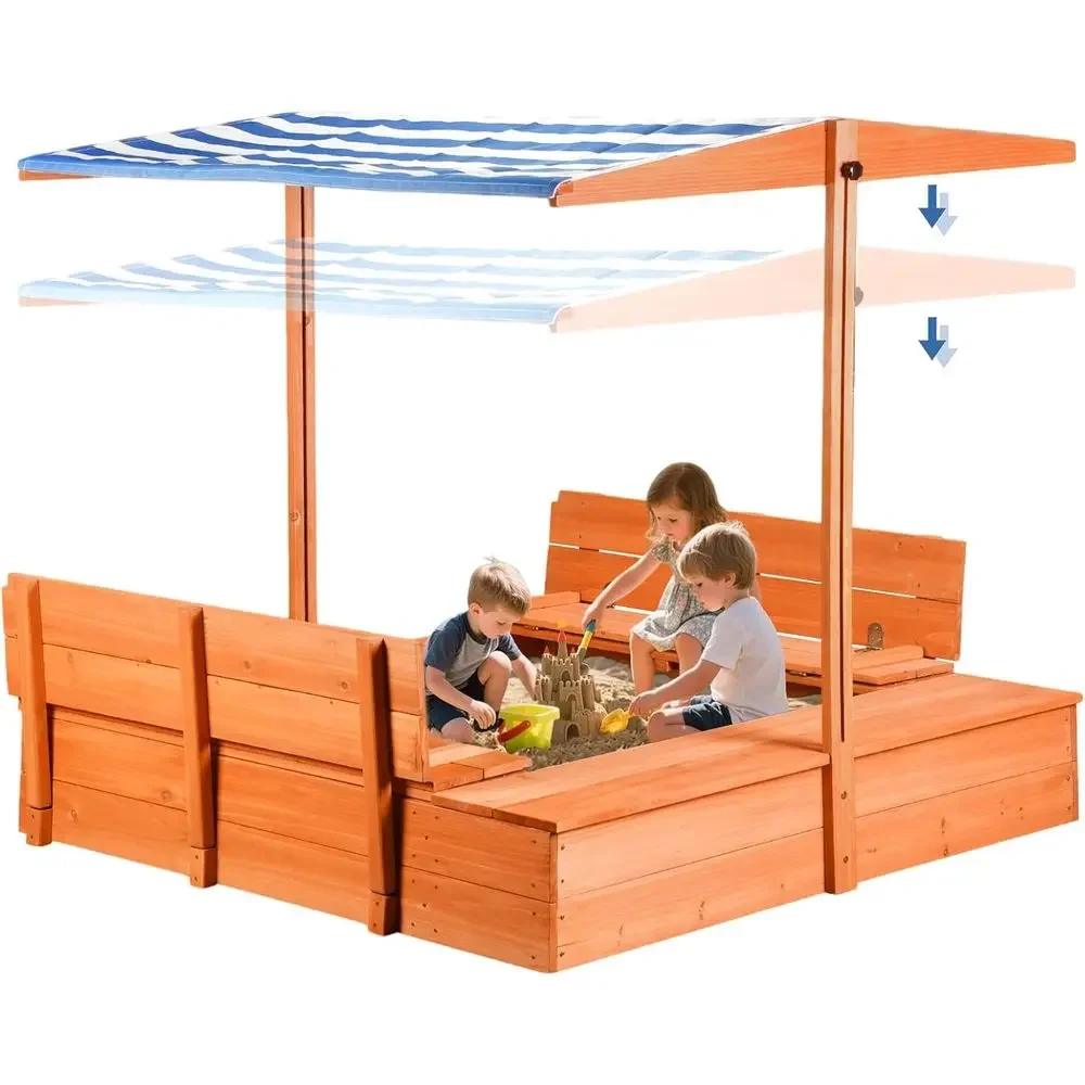 Kids Wooden Outdoor Sandbox wi - огляд і ціна Kids Outdoor Bench Table