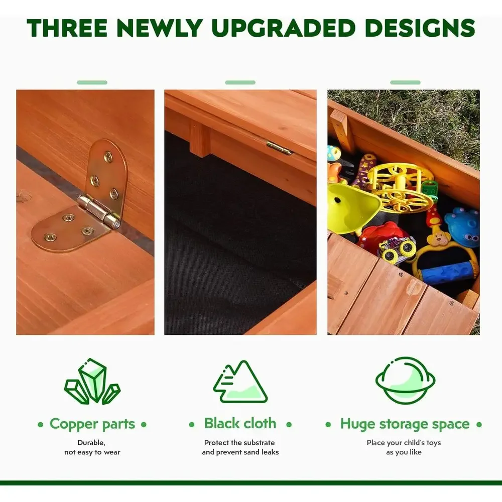 Kids Wooden Outdoor Sandbox wi - огляд і ціна Kids Outdoor Bench Table