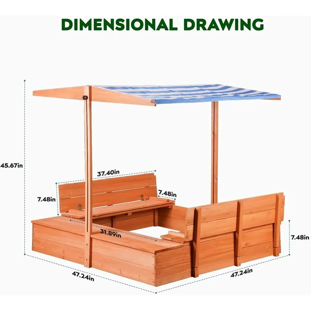 Kids Wooden Outdoor Sandbox wi - огляд і ціна Kids Outdoor Bench Table