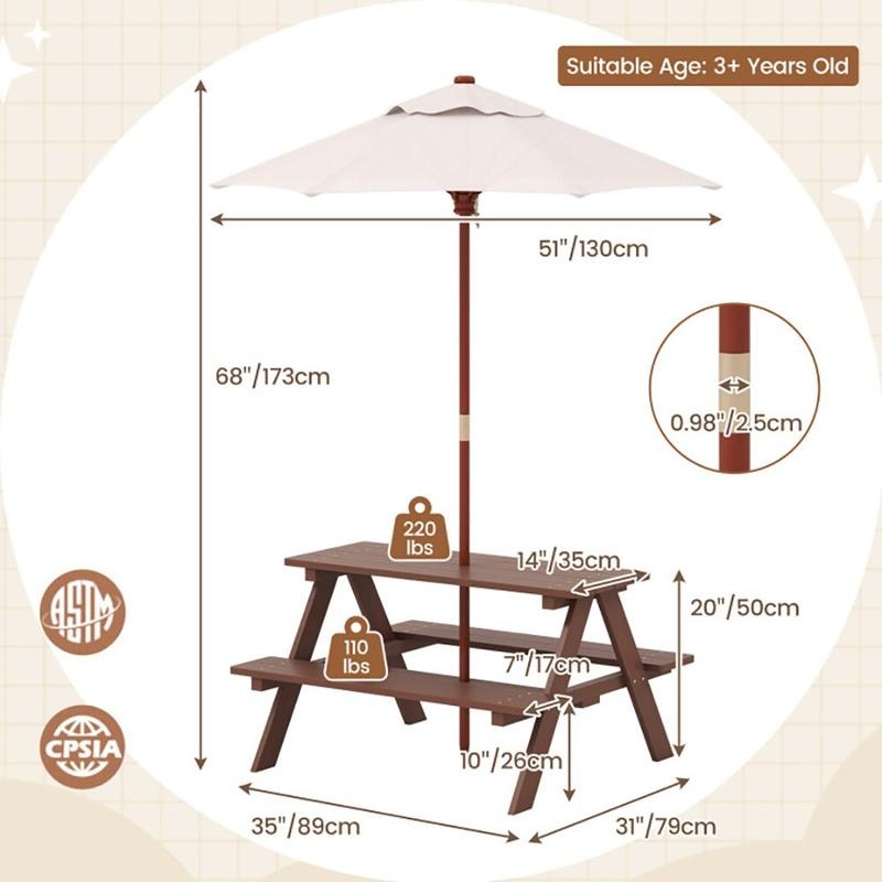 Outdoor 4-Seat Kids Picnic Tab - огляд і ціна Kids Outdoor Bench Table