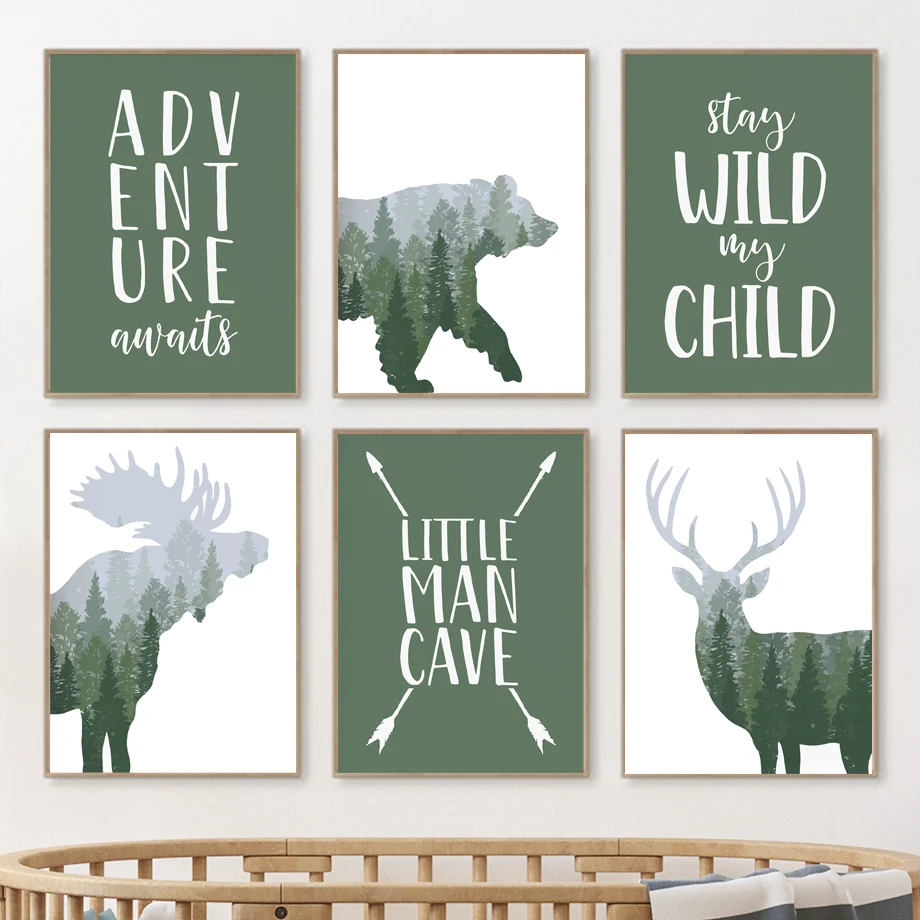 Green Woodland Deer Bear Moose - огляд і ціна Kids Outdoor Quotes
