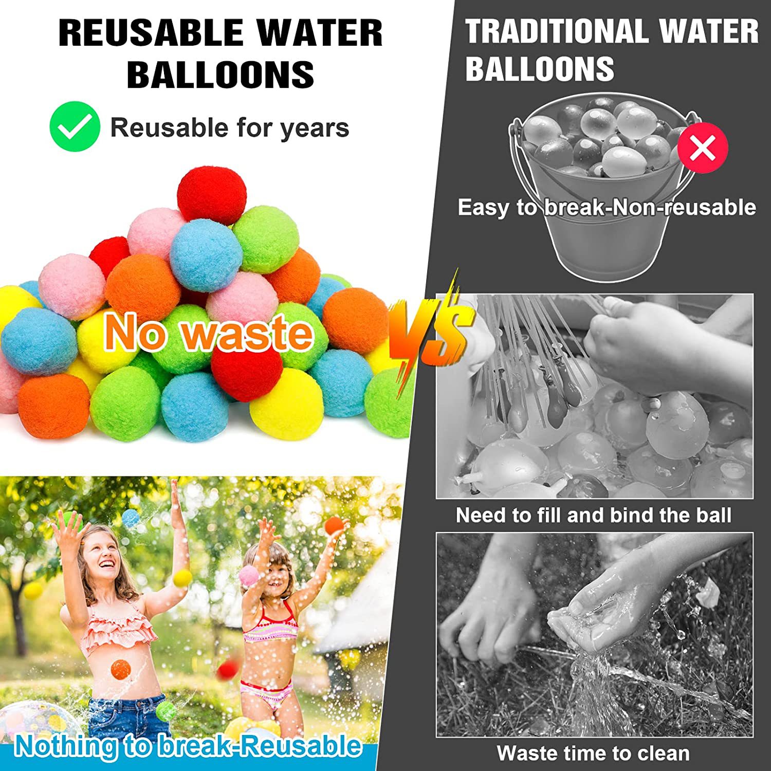12/30/60Pcs Reusable Water Bal - огляд і ціна Kids Outdoor Water Toys