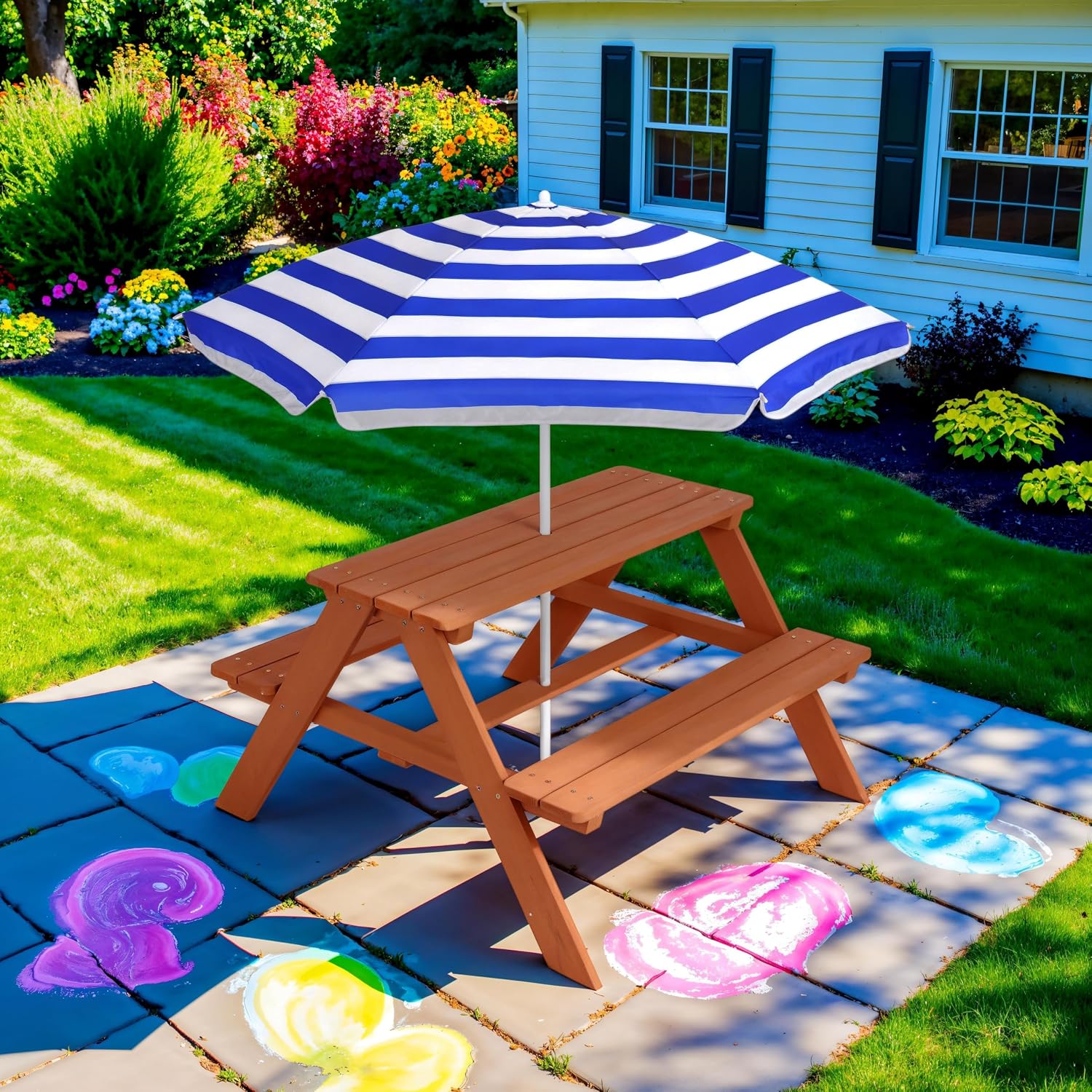 Wooden Kids Picnic Table with  - огляд і ціна Kids Outdoor Bench Table