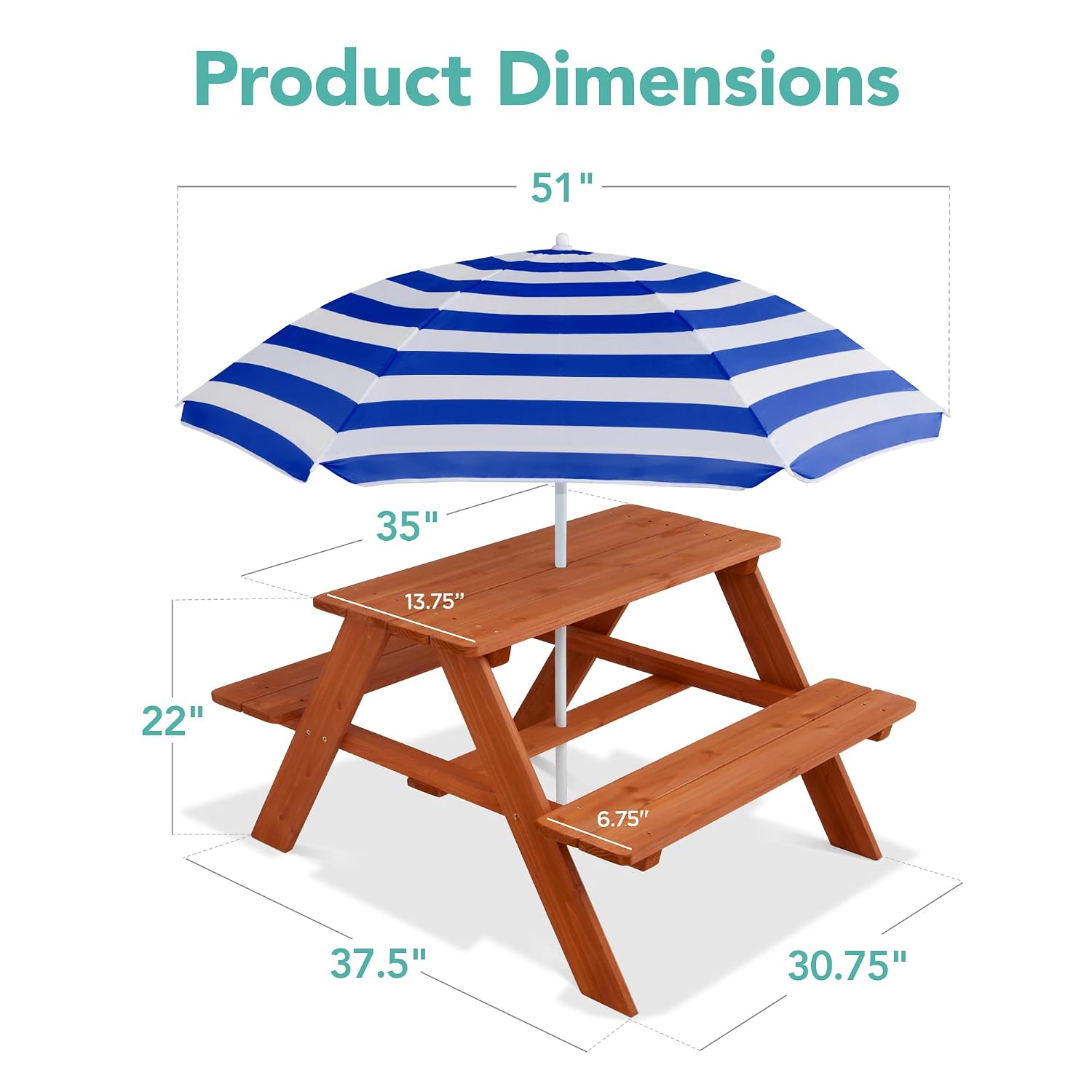 Wooden Kids Picnic Table with  - огляд і ціна Kids Outdoor Bench Table