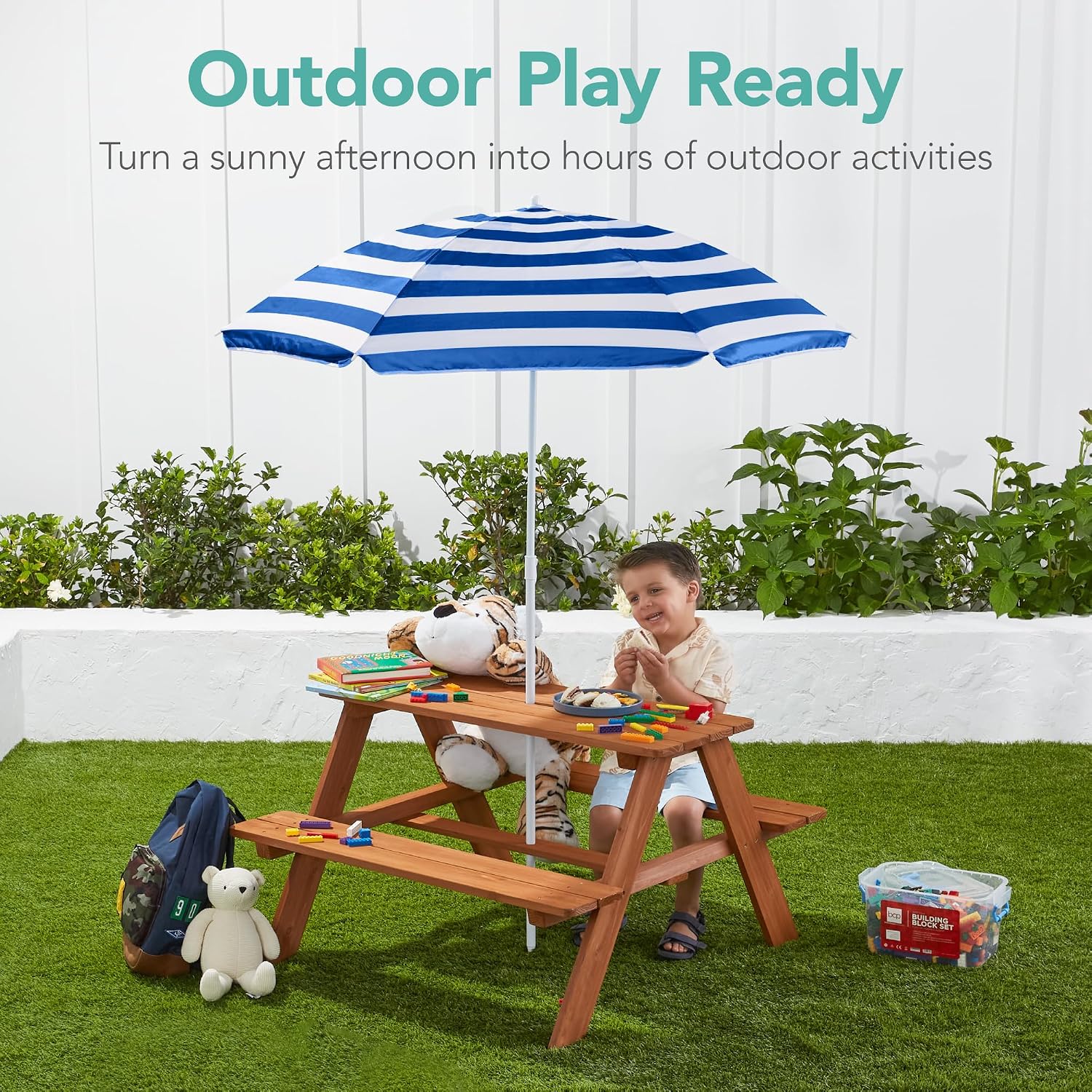 Wooden Kids Picnic Table with  - огляд і ціна Kids Outdoor Bench Table