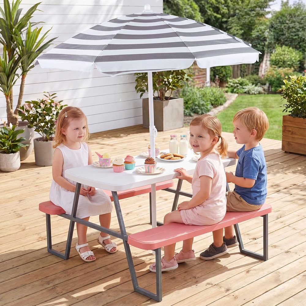 Kids Picnic Table, Toddler Out - огляд і ціна Kids Outdoor Bench Table