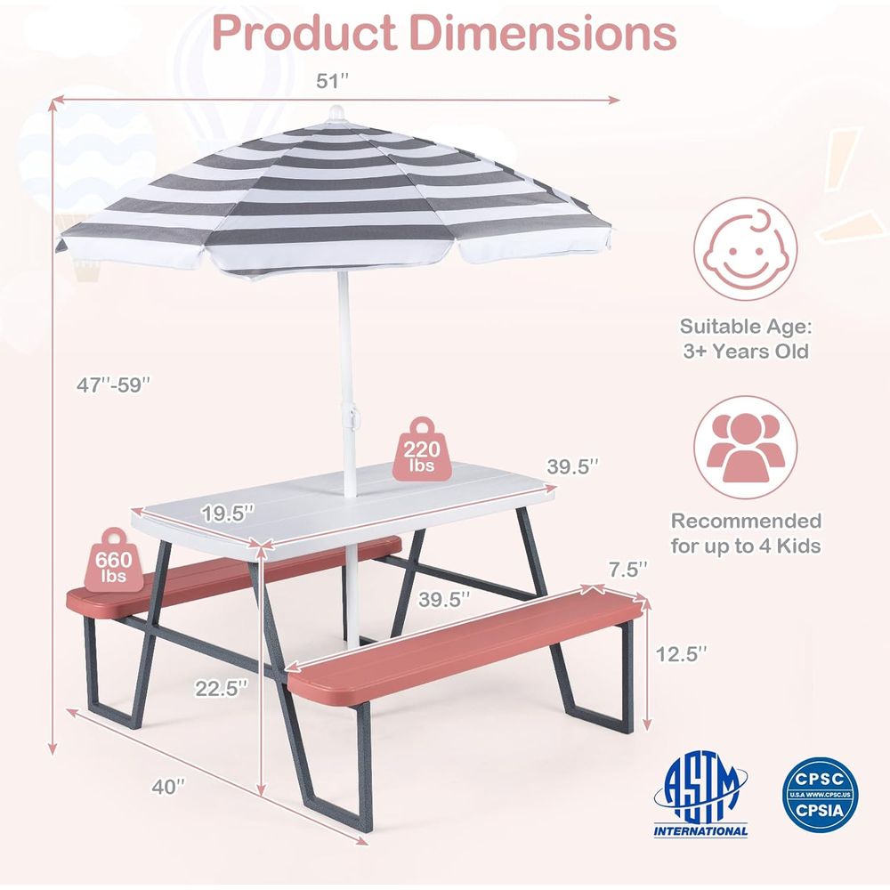 Kids Picnic Table, Toddler Out - огляд і ціна Kids Outdoor Bench Table